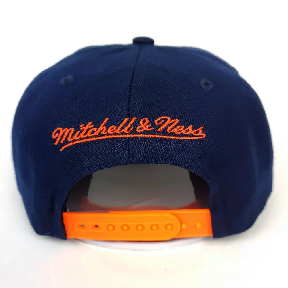 Super Bowl XLIV Mitchell‎ & Ness NFL Snapback Hat 3D Logo Navy Orange Cap NWT